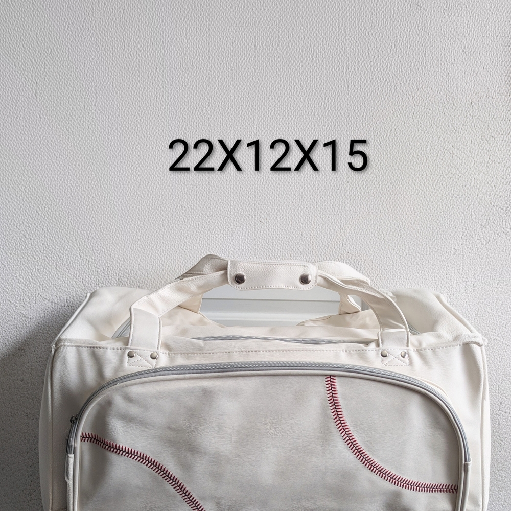 Classic White Baseball Stitch Duffel Bag